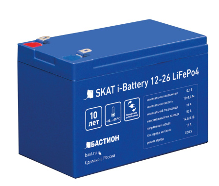 Аккумулятор литий-железо-фосфатный герметизированный SKAT i-Battery 12-26 LiFePo4  от компании Opticom